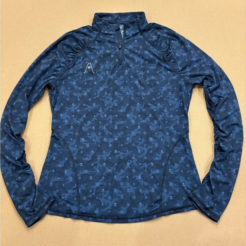 G/Fore Women’s Icon Camo Silky Tech Ruched Quarter Zip Mid Layer Twilight Sz. S